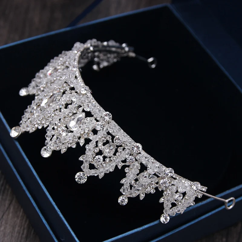 Роскошные Стразы для свадебной короны в стиле барокко диадемы серебряного цвета