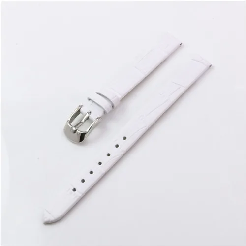 White Way deng Новые Фирменные женские Ремешки для наручных часов из натуральной кожи с серебряной пряжкой Синий Коричневый Красный Белый ремешок 10 мм ремешок-Y163 - Цвет ремешка: White