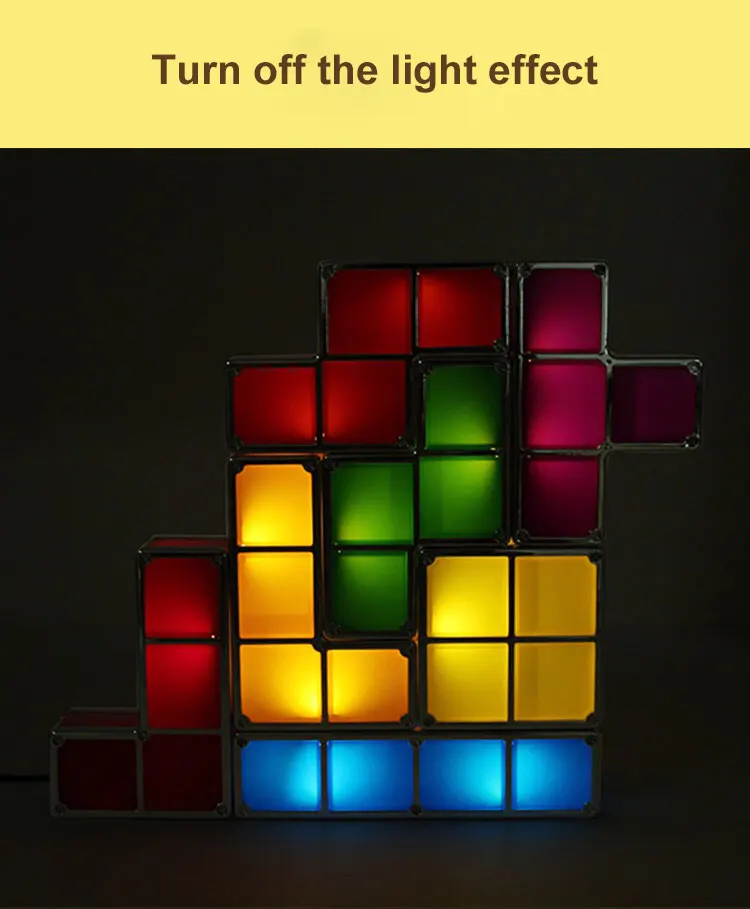DIY Tetris Puzzle светильник, Штабелируемый светодиодный настольный светильник, строительный блок, светодиодный ночник, романтическая новинка, лампа для подарка ребенку