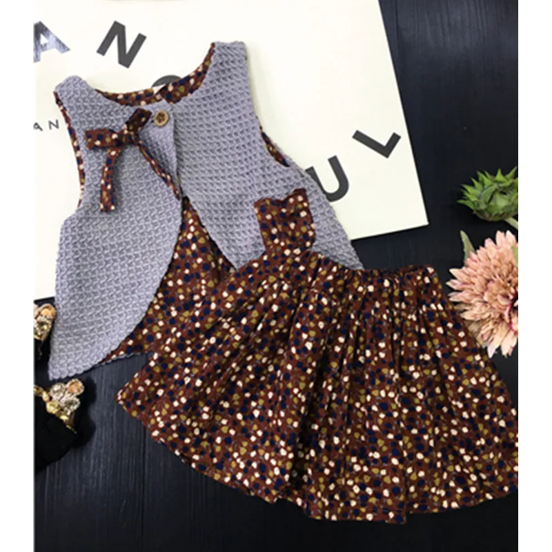 WENYIN Новые Весной Новорожденных Девочек Одежда Набор детей мода Лук жилет +