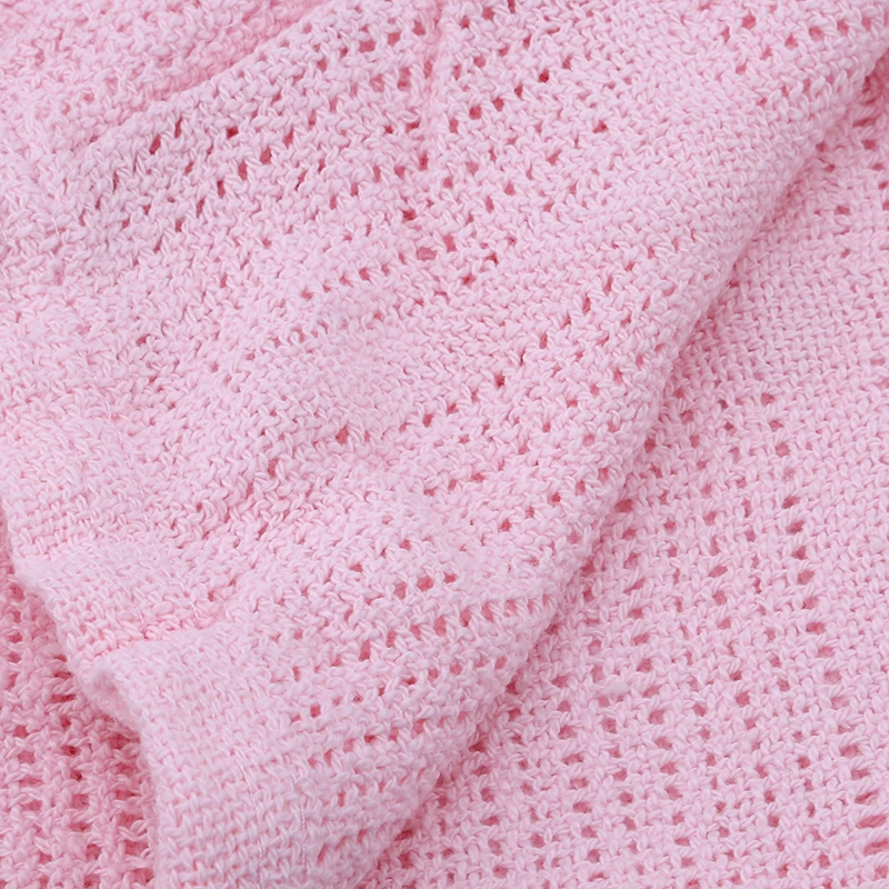

Newborn Baby Blankets Super Soft Cotton Crochet Summer Candy Color Prop Crib Casual Sleeping Bed Supplies Hole Wrap