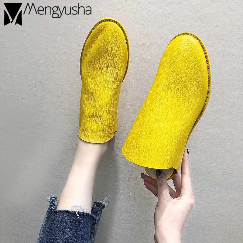 2019 г. Летние кожаные шлепанцы без застежки женские пляжные с закрытым носком