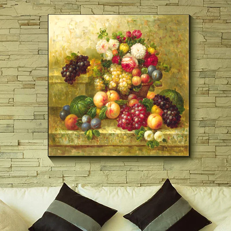 Картина Натюрморт с богатыми фруктами HD печать без рамки холст живопись маслом