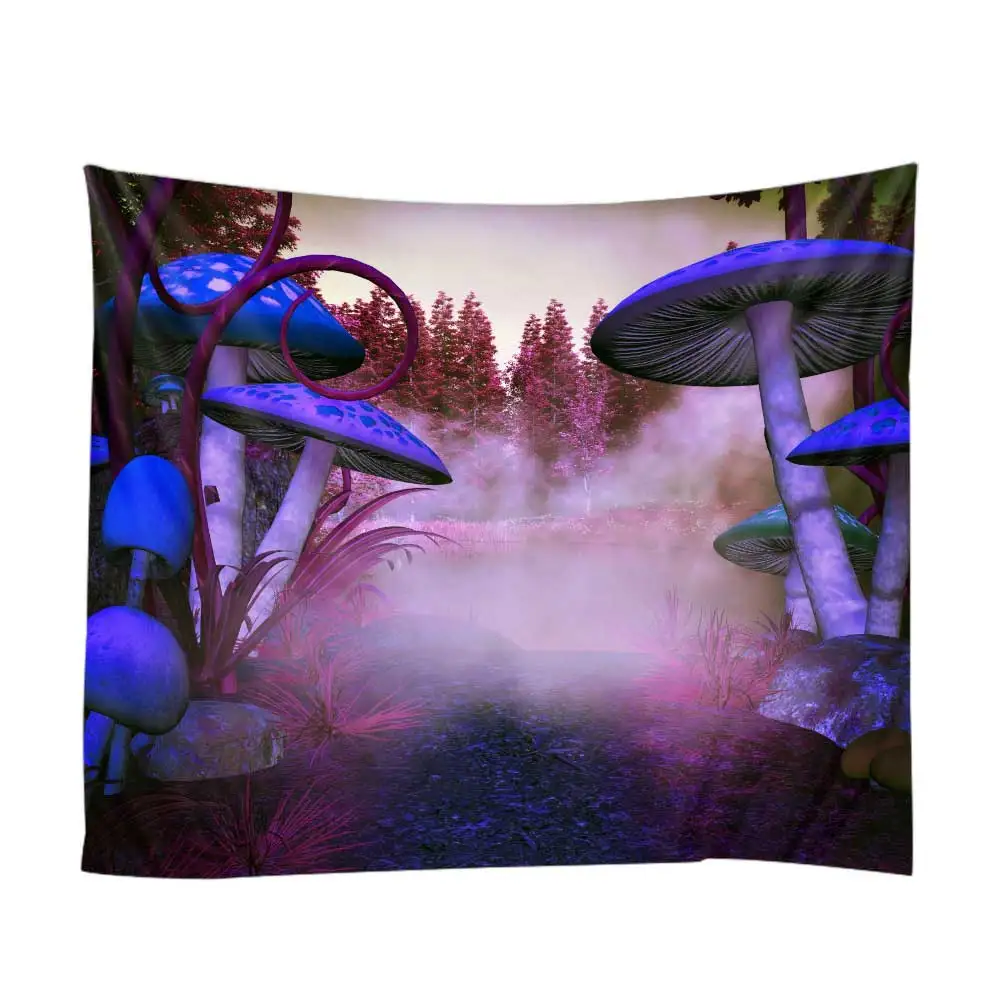 Cilected Magical Mushroom Wall Decor Tapestry Hanging 100% Polyester Blue Art Tapestries Vintage Home Decoration 200x150cm | Дом и сад