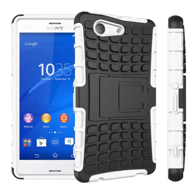 Компактный чехол для sony Xperia Z3 Mini/Z 3, 4,6 дюймов, гибридный, с подставкой, ТПУ, жесткий, противоударный, 2 в 1, с функцией подставки, чехол s