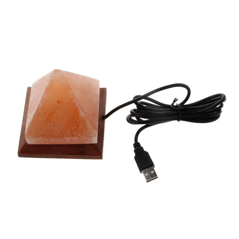 Everlasting 1 шт. треугольник ручной резной USB деревянная база гималайский кристалл рок соляная лампа очиститель воздуха ночной Светильник