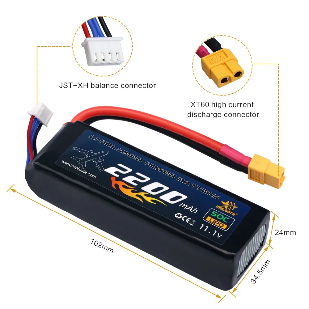 Melasta 3S 50C 2200mAh 11,1 V LiPo RC батарея с вилкой XT60 для RC автомобиль грузовик беспилотный самолет Heli