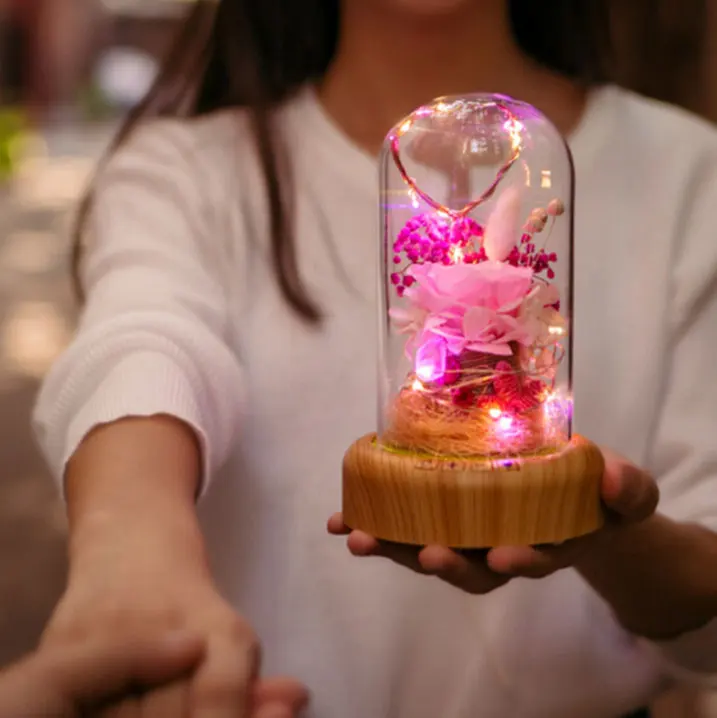 102*155 мм Свадебная Музыкальная шкатулка с Bluetooth LED розами в колбе Роза стеклянный