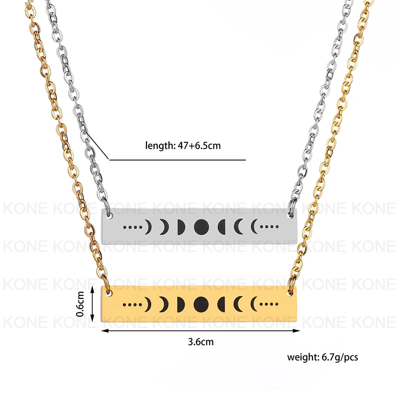 UZone Creative Stainless Steel Bar Pendant Necklace Punctuation Rectangle Chain For Women Hollow Jewelry Gift Mom | Украшения и