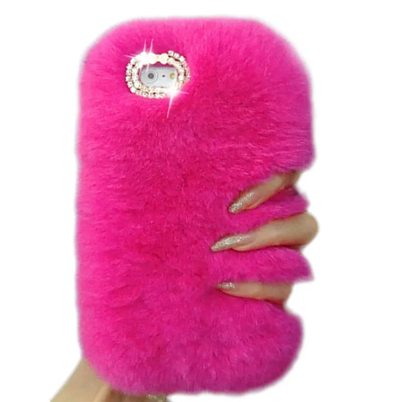 1 шт. Роскошный Бриллиантовый Пушистый Зимний теплый чехол из кроличьего меха для