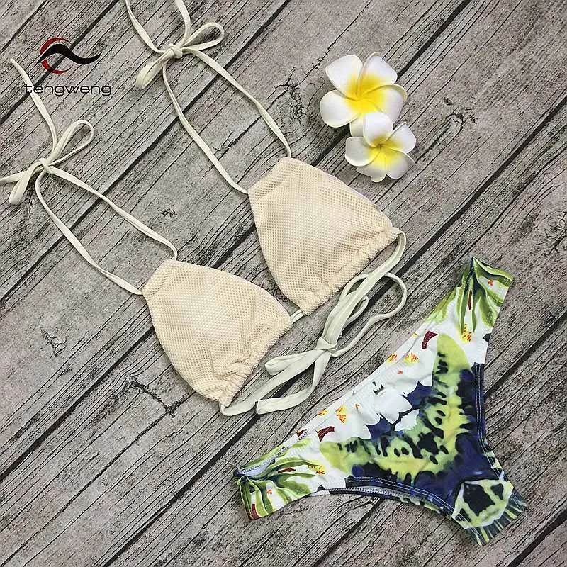 2017 Ретро Купальники для женщин Большие размеры Высокая талия вырез комплект