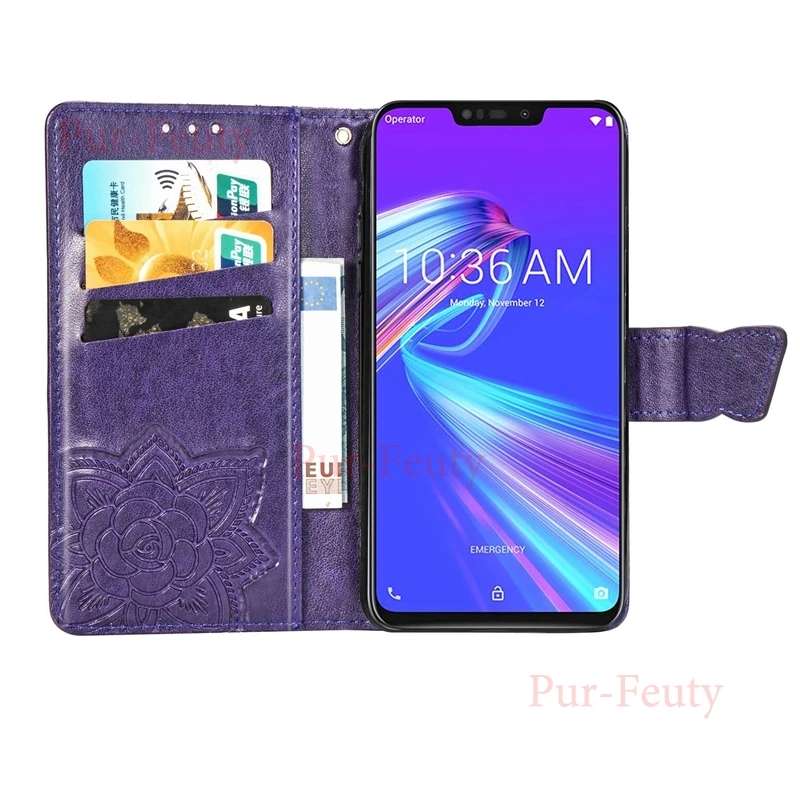 Чехол для ASUS ZenFone Max M2 ZB633KL ZB 633KL ZB633 KL, кожаный бумажник высокого качества с бабочкой, откидные Чехлы для ASUS X01AD X01ADA