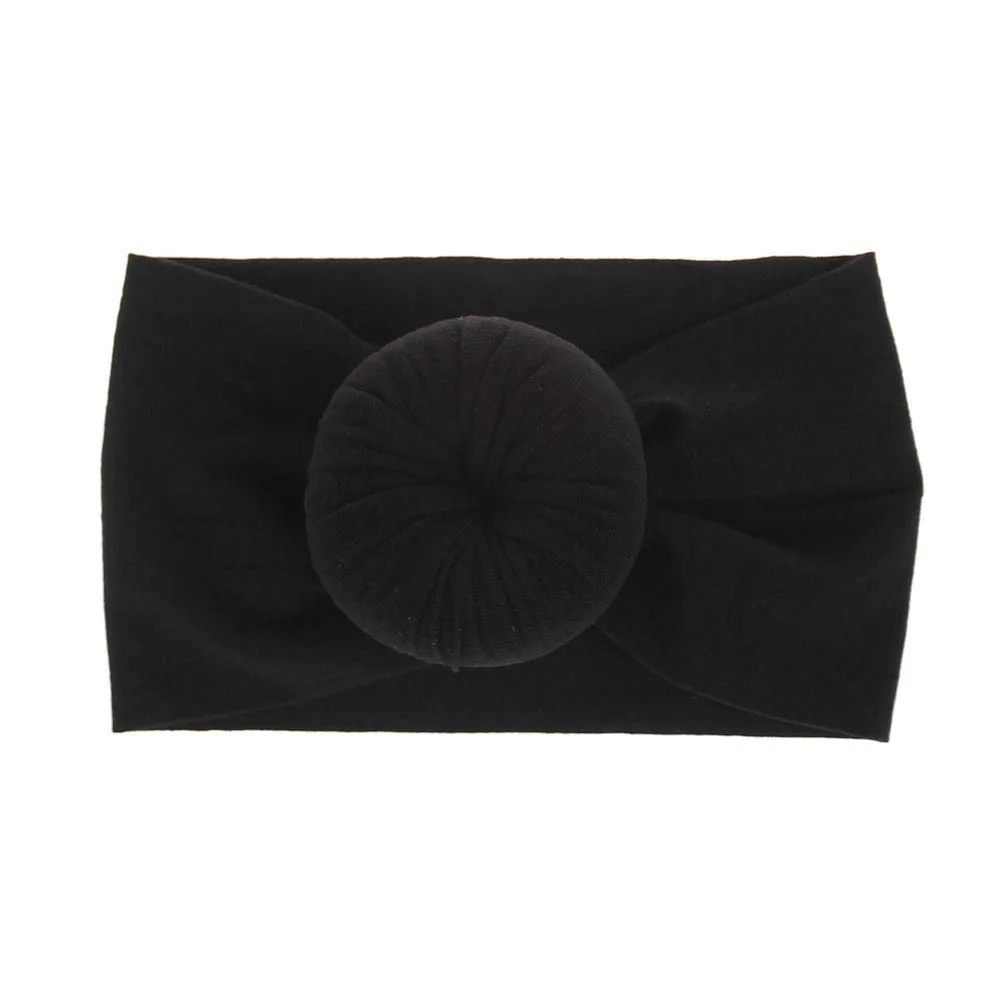 Black Round Новинка, мягкие нейлоновые повязки на голову, детский топ с бантом, эластичная повязка на голову, круглая повязка на голову, аксессуары для волос для новорожденных девочек - Цвет: Black Round