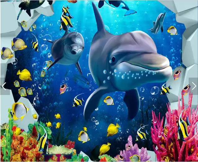 3d flooring custom waterproof wallpaper 3 d Marine fish corals bathroom picture photo for walls | Обустройство дома