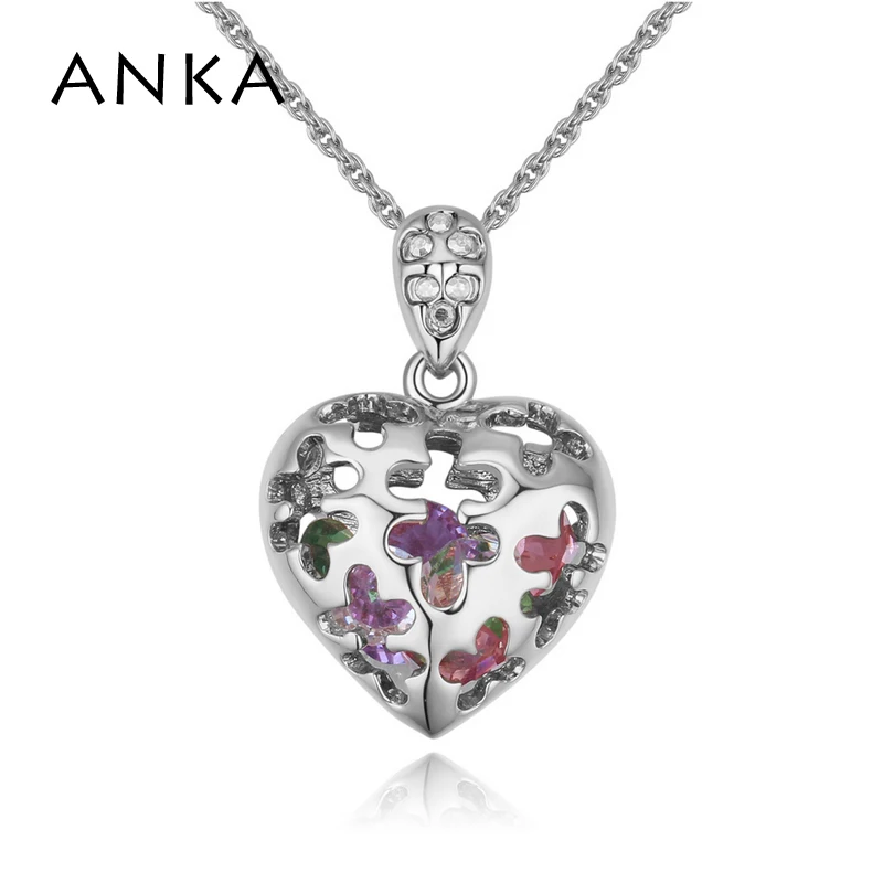 

ANKA simple style necklace for women hollow out metal frame heart crystal necklace fashion jewelry wedding Christmas #26295