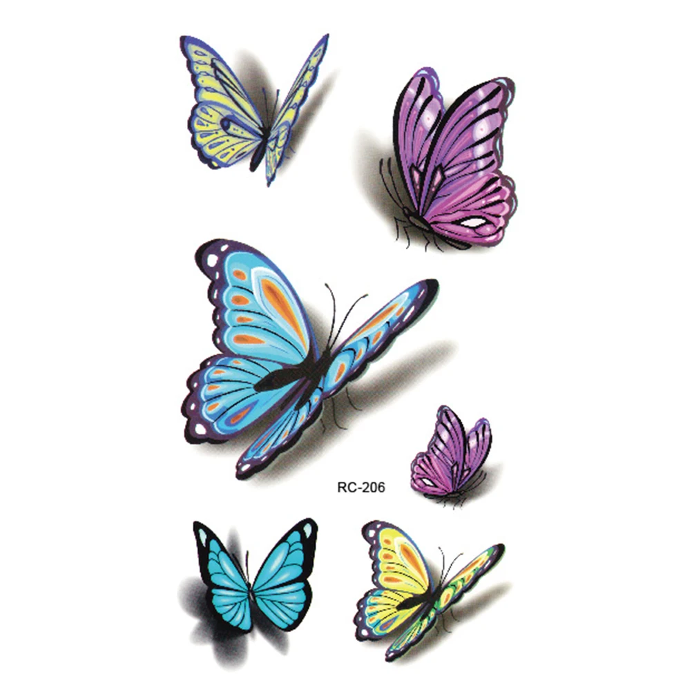Waterproof Henna Tatoo Selfie Fake Tattoo Sticker Colorful Butterfly 3D Temporary Body Art Flash Stickers | Красота и здоровье
