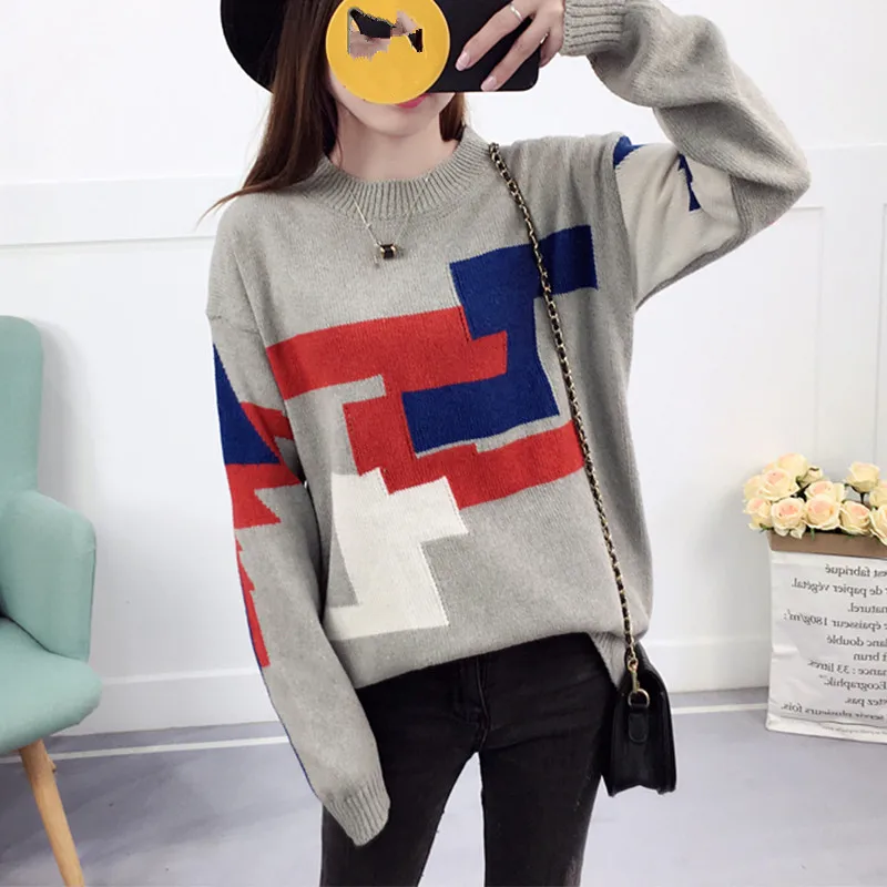 Autumn Winter Women Knitting Sweaters Pullovers Tops 2018 Female Casual Loose Long Sleeve Knitted Sweater Jumper Sweter | Женская одежда