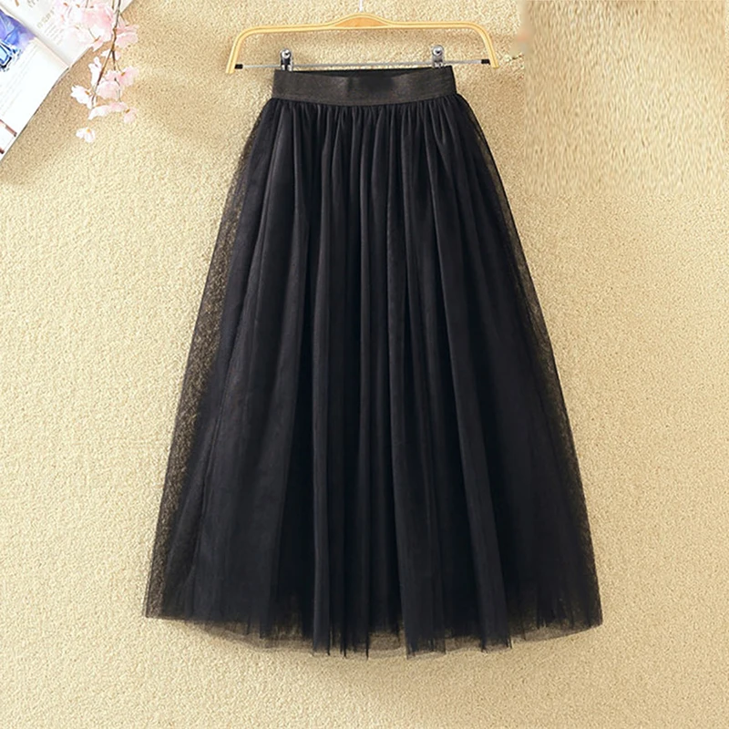 Женская плиссированная юбка с высокой талией элегантная длинная из тюля серого