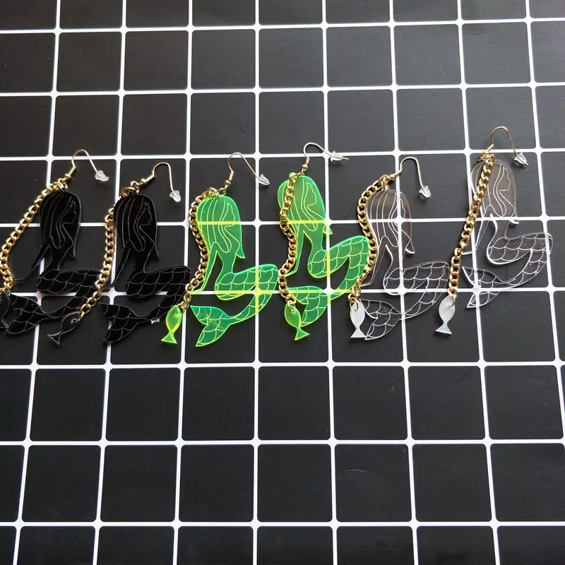 Женские акриловые серьги-подвески с кисточками и металлической цепочкой три