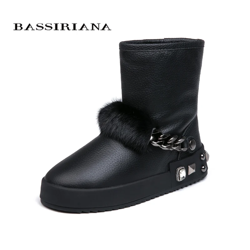 BASSIRIANA/2018 г. новые модные зимние сапоги из натуральной кожи теплые ботинки Женские