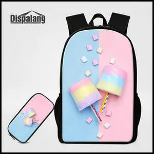 Модная одежда для девочек школьные сумки конфеты дизайнерская сумка-холодильник для учеников, 3 предмета в комплекте, рюкзак для школы начальной школы Карандаш Чехол Коробки для обедов