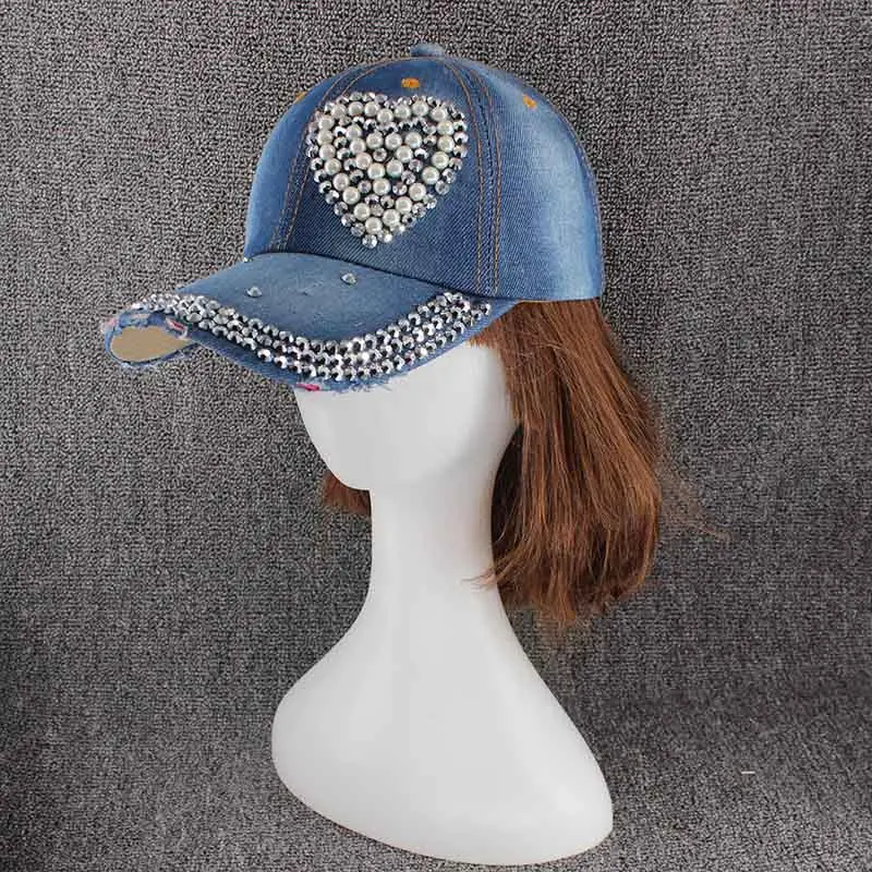 HLEISXI New Fashion Adult Women Love Baseball Cap Summer Casual Caps For Female Denim Hat Adjustable Snap Back Brand Hats