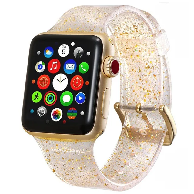 gold Спортивный мягкий силиконовый ремешок для Apple Watch Series 5 4 3 2 1 44 мм 40 мм 42 мм 38 мм сменный ремешок для iWatch 5 4 3 - Цвет ремешка: gold