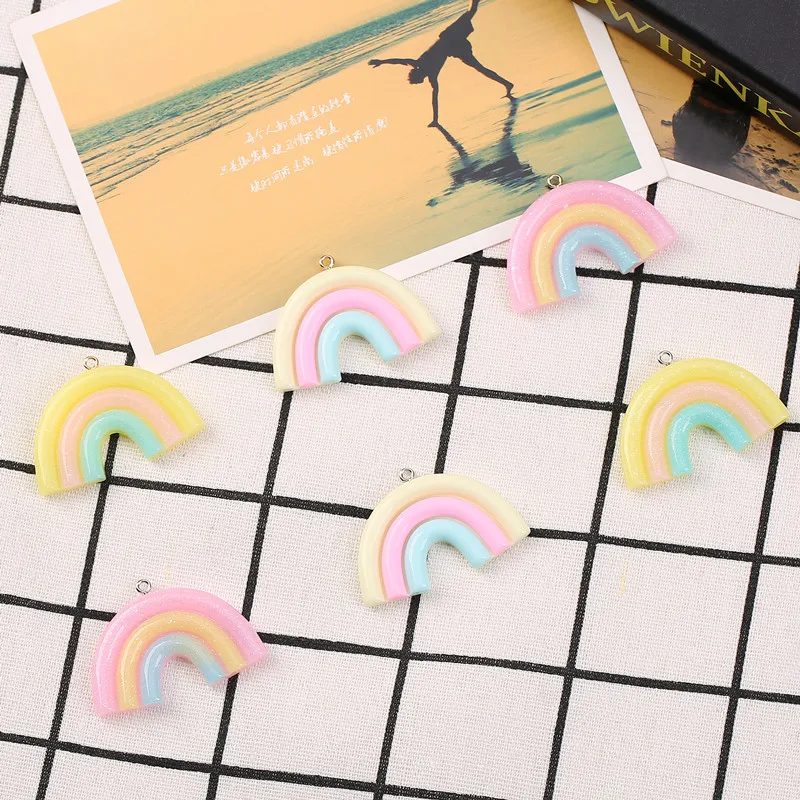 15pcs/lot 45*28MM Cute Multicolor Rainbow Flatback Resin Cabochons Parts for Jewelry DIY Decoration Scrapbooking Crafts | Дом и сад