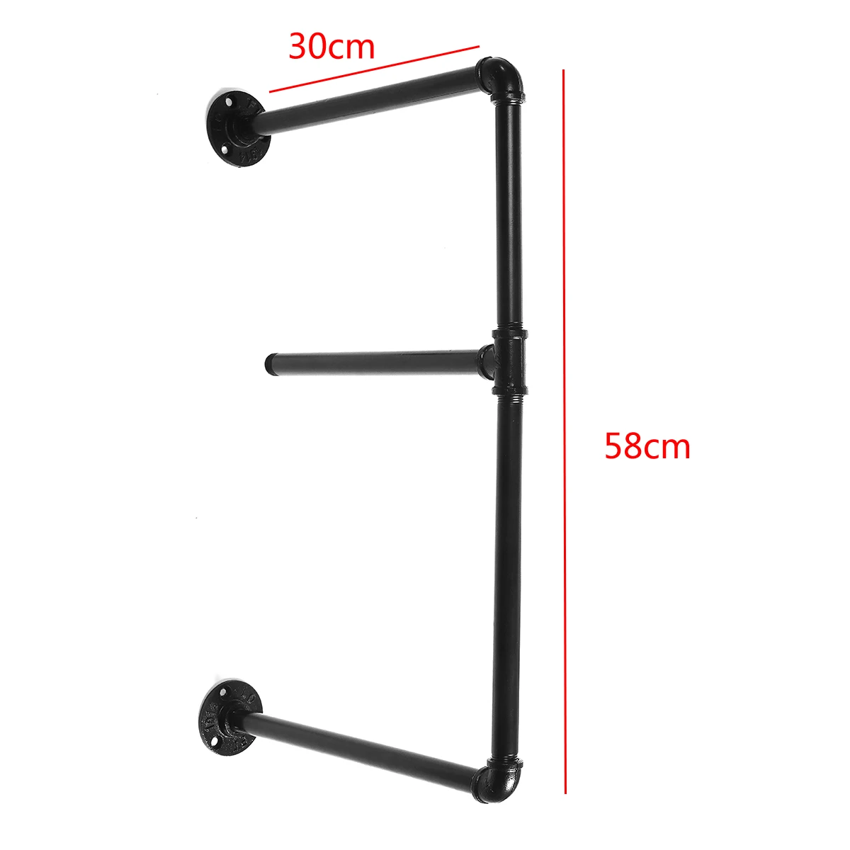 tall 58cm deep 30cm 2 шт. 2 ярусная полка настенное крепление для полок подвесные полки для хранения железная труба черный DIY трубные полки мебель для дома - Цвет: tall 58cm deep 30cm