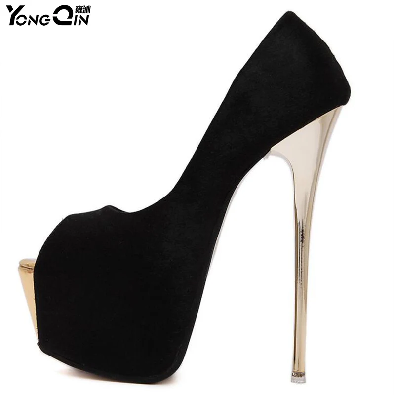 Женские туфли на платформе черные лодочки высоком каблуке 16 см 3 цвета|women designer