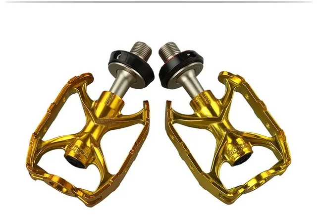 Gold Wellgo QRD-M232, педали для горного велосипеда, ультралегкие педали для шоссейного велосипеда, ось из алюминиевого сплава, 9/16 дюймов, велосипедные педали с подшипником - Цвет: Gold