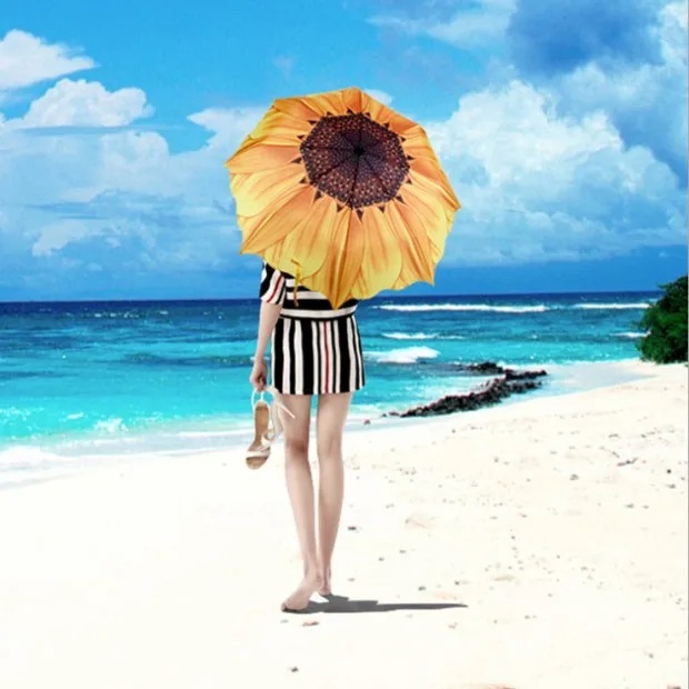 10pcs/lotSun umbrella outdoor anti-UV silver plastic sunflower creative three fold sunny folding | Дом и сад