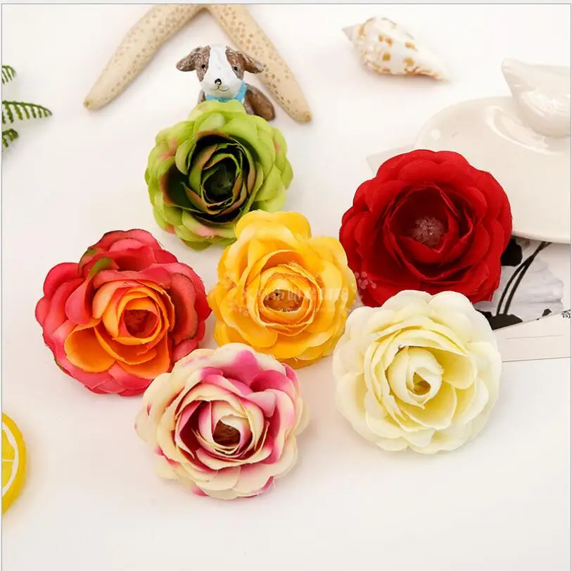 Поддельные цветы розы глав красочные DIY Свадебные домашнего офиса Свадебный
