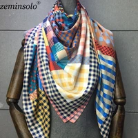100 twill silk scarf women print shawl echarpe fourlard femme square scarves for women hijab bandanas bufandas mujer 130130cm