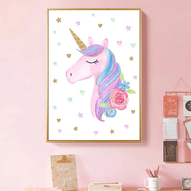 Современная картина из мультфильмов розовая фотография детской комнаты