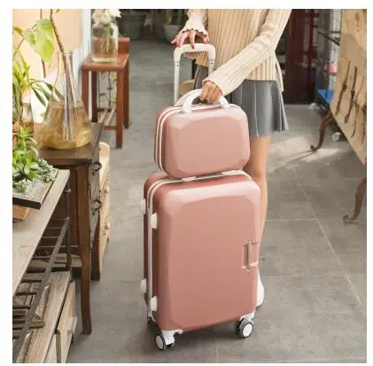 20 Inch with 14 inch Женский багаж на колёсиках, чехол для женщин 2" 24" 2" дюймов, Дорожный чемодан-тележка, дорожный Багаж, чехол на колесиках - Цвет: 20 Inch with 14 inch