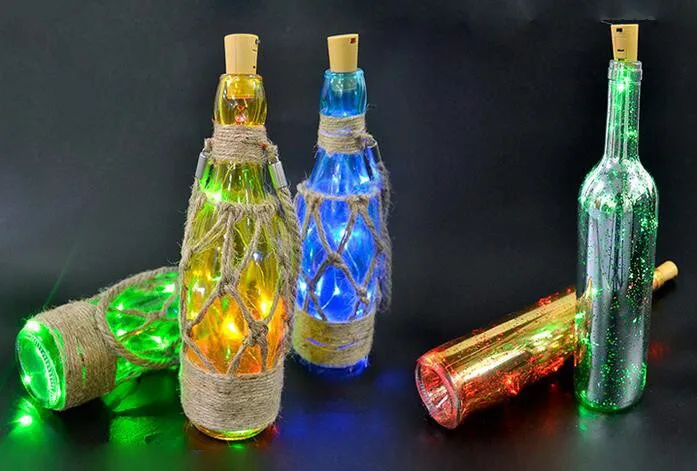 

Cork Shaped Bottle Stopper Light Garland Wine LED battery Copper Wire String Lights Christmas Party Supplies Wedding Halloween
