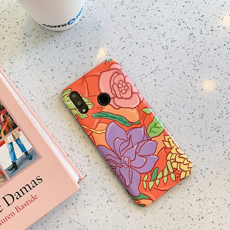 Чехлы для телефонов huawei P30 P20 Pro mate 20 Pro Orange flowes матовый IMD мягкий чехол для Honor 10 Nova 3 3i 4 задние чехлы