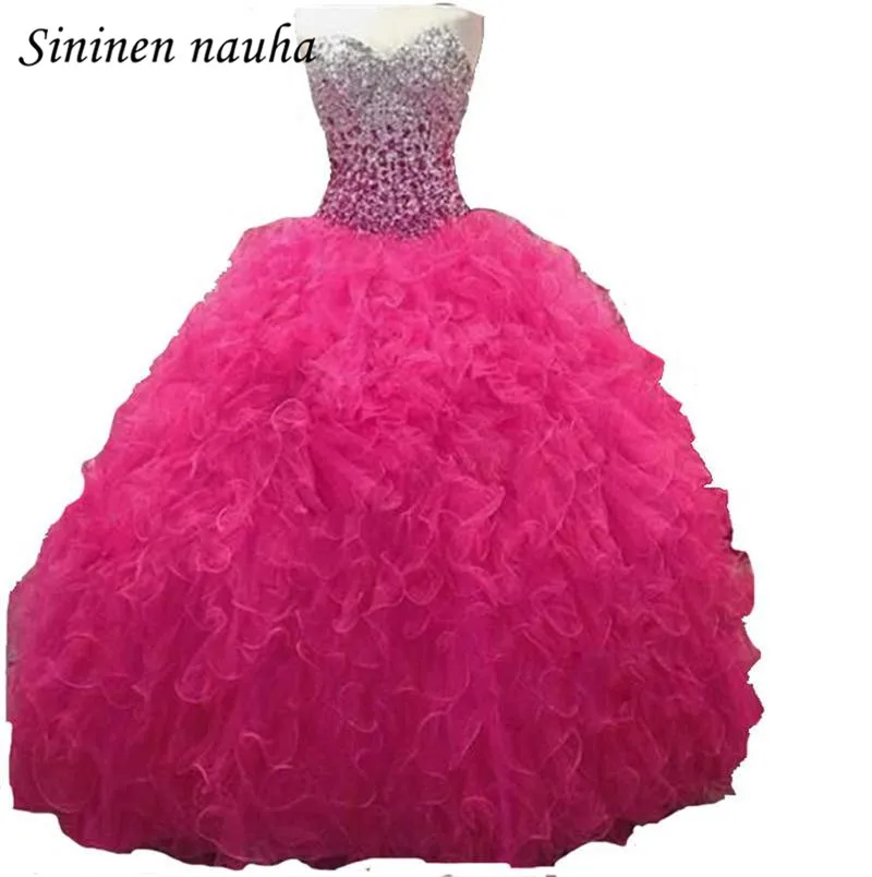 

Quinceanera Dresses Prom Dress Pink 2018 Long Dance Ball Gown Beaded Sweetheart Cheap Vestidos De 15 Anos Sweet 16 Dresses 46
