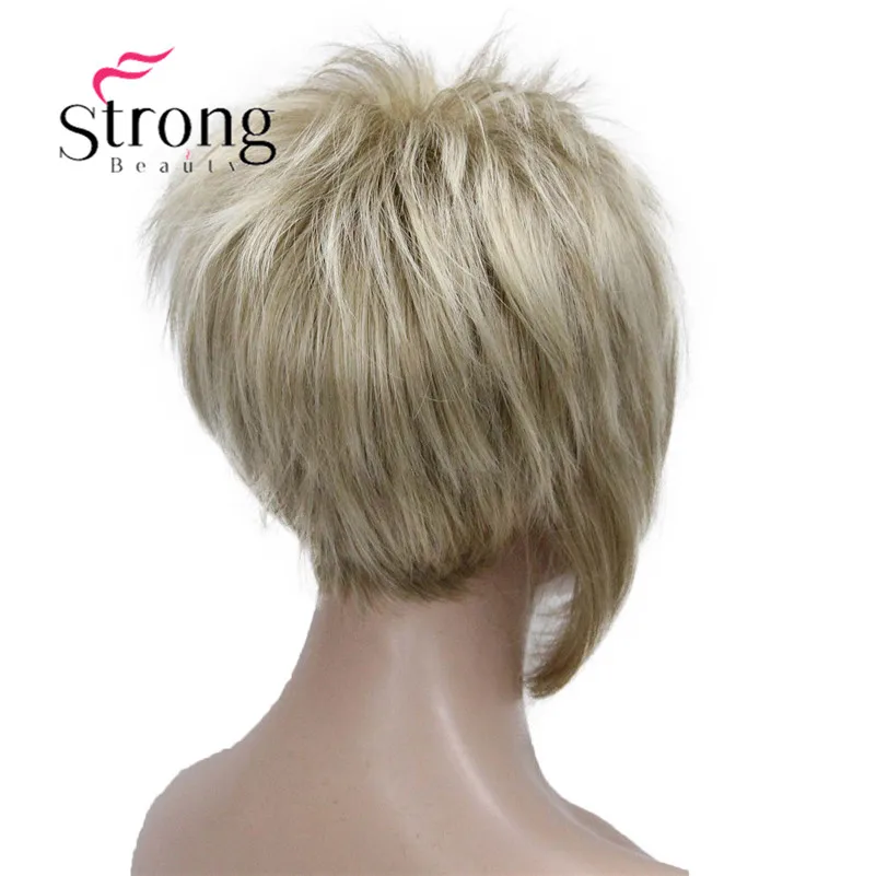 StrongBeauty Асимметричные боковые пряди блондинка короткие прямые синтетические волосы парик выбор цвета - Цвет: 15BT613