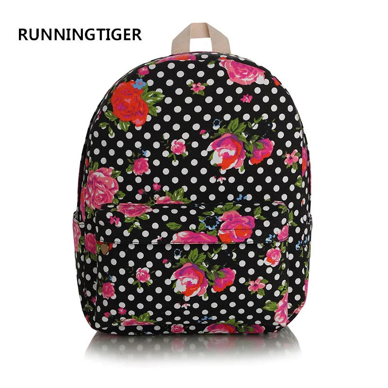 RUNNINGTIGER женский рюкзак с цветочным принтом Холщовый школьный модные школьные