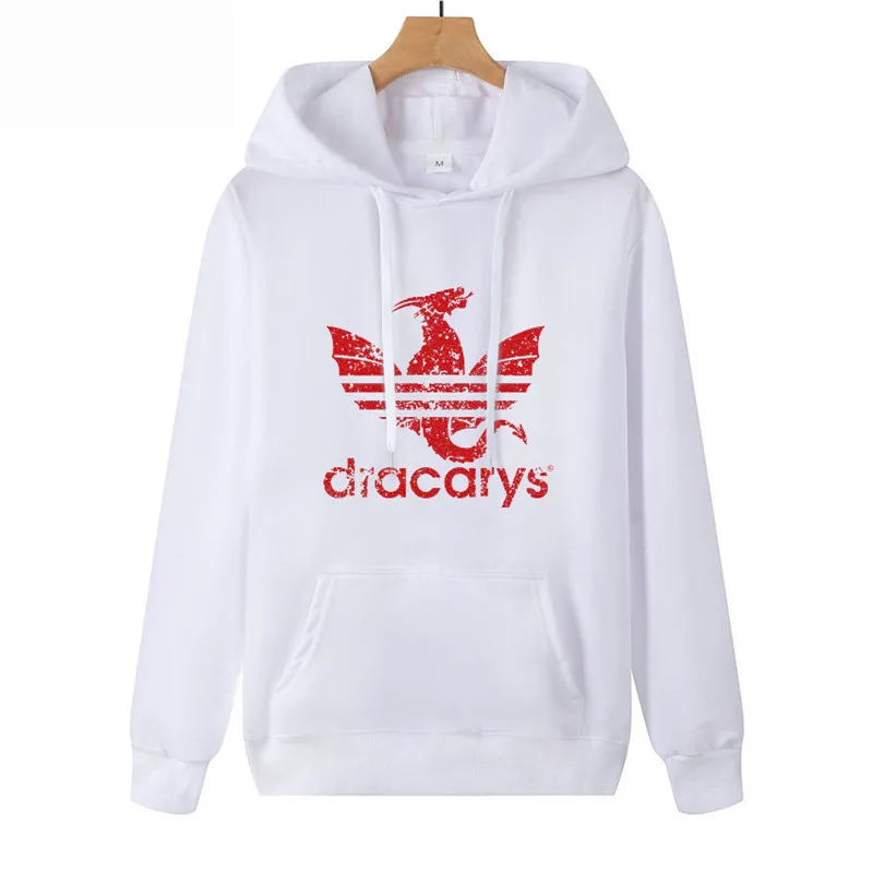 Dracarys Винтажный стиль толстовка с капюшоном Игра престолов Daenerys Drogon Fire толстовка с капюшоном для мужчин и женщин тонкий раздел пуловер - Цвет: white 1