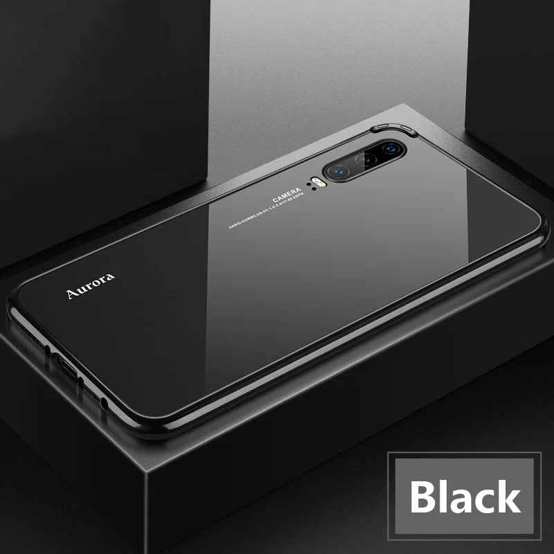 Full Black 2 в 1 Гибридный чехол для huawei P30 P30Pro чехол металлический бампер противоударный Закаленное стекло Жесткий Чехол для huawei P20 P20Pro P30 оболочка - Цвет: Full Black