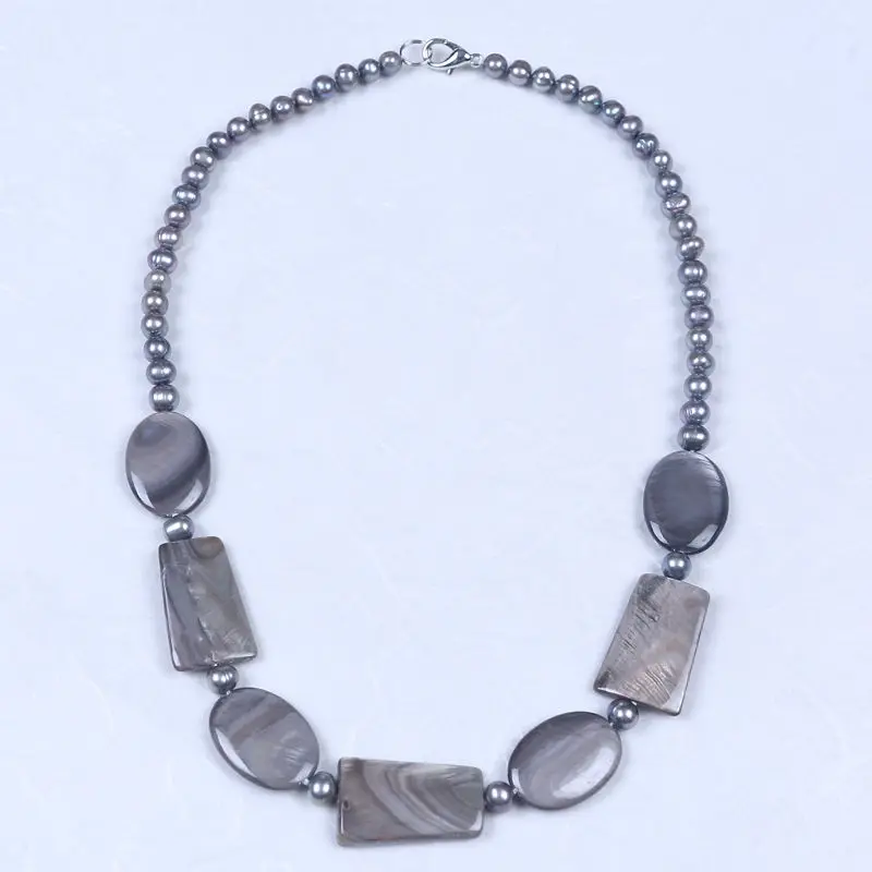 Good quality luster gray freshwater pearl beaded necklace mother of bracelet shell bead jewelry set | Украшения и аксессуары