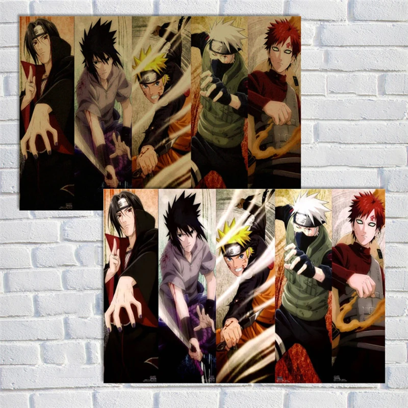 Уютный момент аниме Uzumaki Naruto постер Naruto Uzumaki Naruto/Итачи Учиха/Akatsuki Винтаж плакат из крафт-бумаги, ручной стержень, для кафе, для домашнего декора QT442