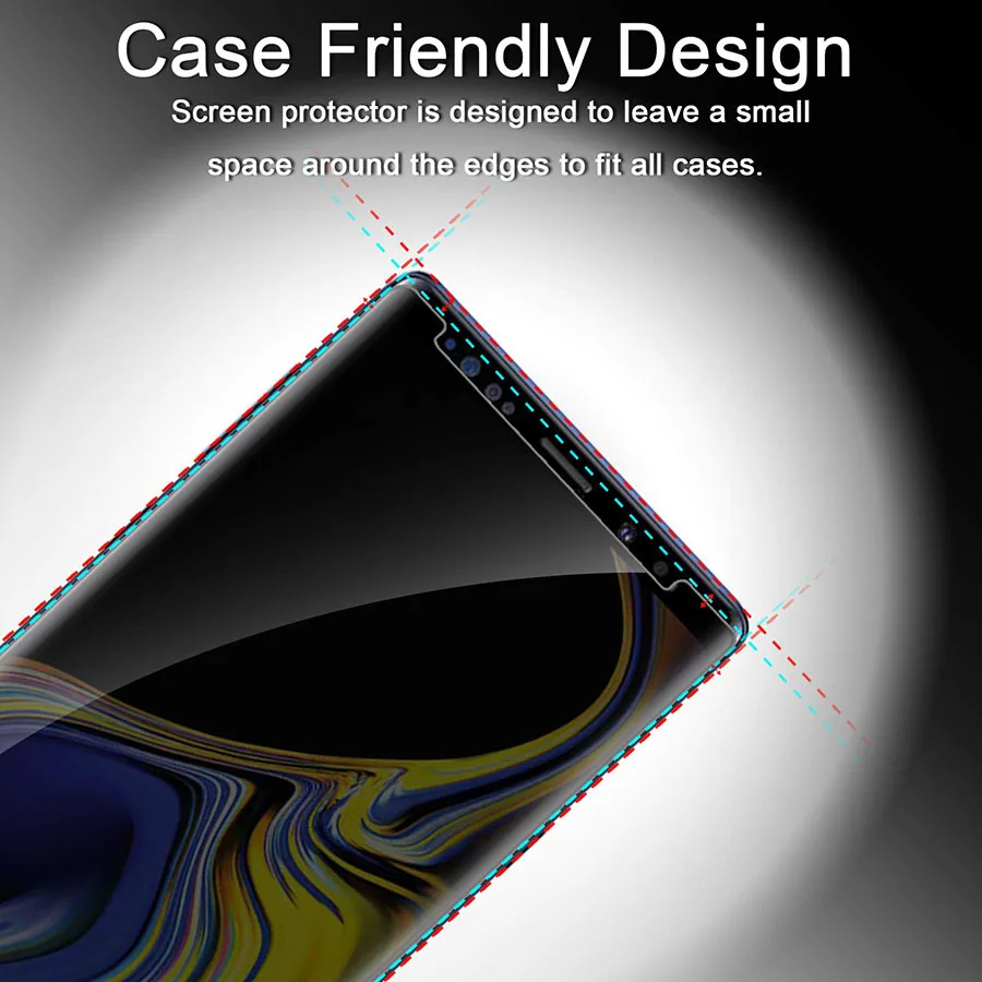 3D полное покрытие накладка против шпиона закаленное стекло для samsung Galaxy Note 9 8 S9 S8 Plus S7 Edge Защитное стекло для сохранения личной информации пленка