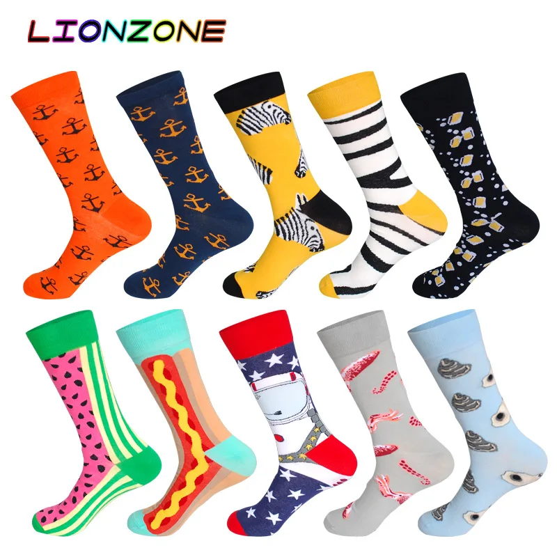 LIONZONE 10 пар/лот дизайн высокое качество хлопковые креативные красочные Брендовые