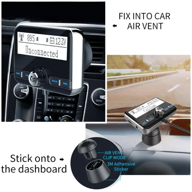 VODOOL Bluetooth FM передатчик Беспроводной громкой связи Bluetooth гарнитура для MP3 плеер, автомобильный набор, ЖК-дисплей цифровой Дисплей двойной зарядное устройство USB для телефона CCTV DVR gps