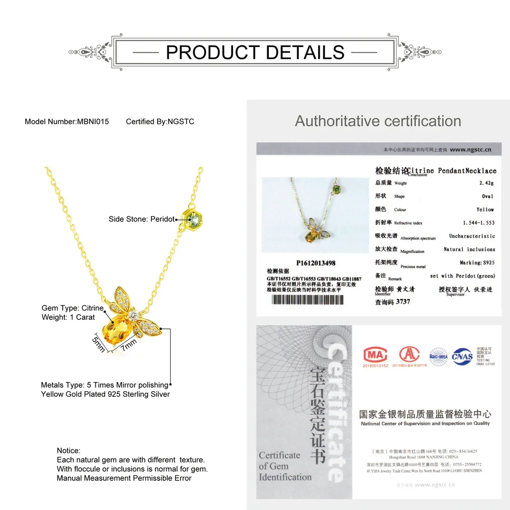 3 шт. набор ювелирных украшений в виде насекомых из цитрина|jewelry sets|fine jewelryjewelry set 925