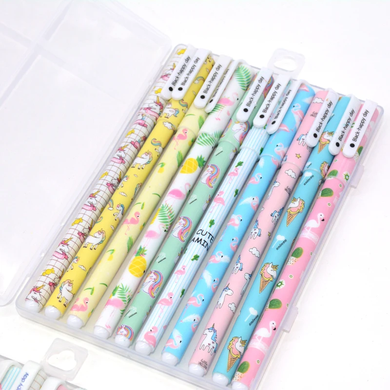 10 шт./партия гелевая ручка с единорогом Stylo Licorne lapicэконоы Kawaii Flower Kalemler Gelpennen Animal